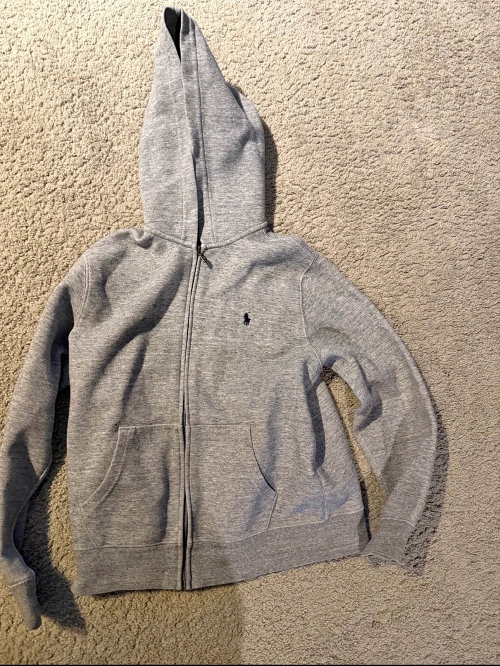 Ralph Lauren Kids Light Gray Full-Zip Hoodie with Polo Logo